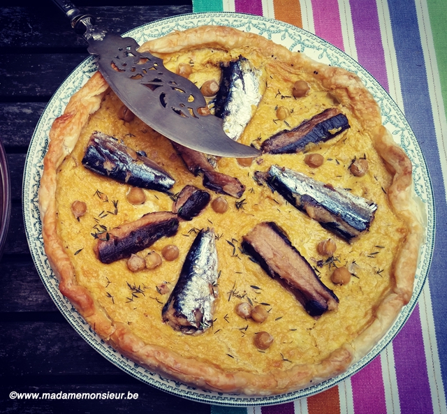 recette,tarte,sardine,pois chiche,curry, facile, cuisine